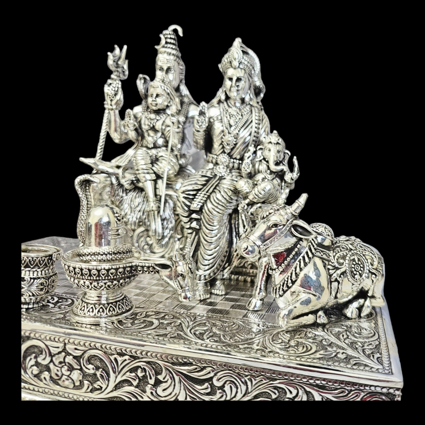 925 silver beautifully crafted shiv parivar solid Idol