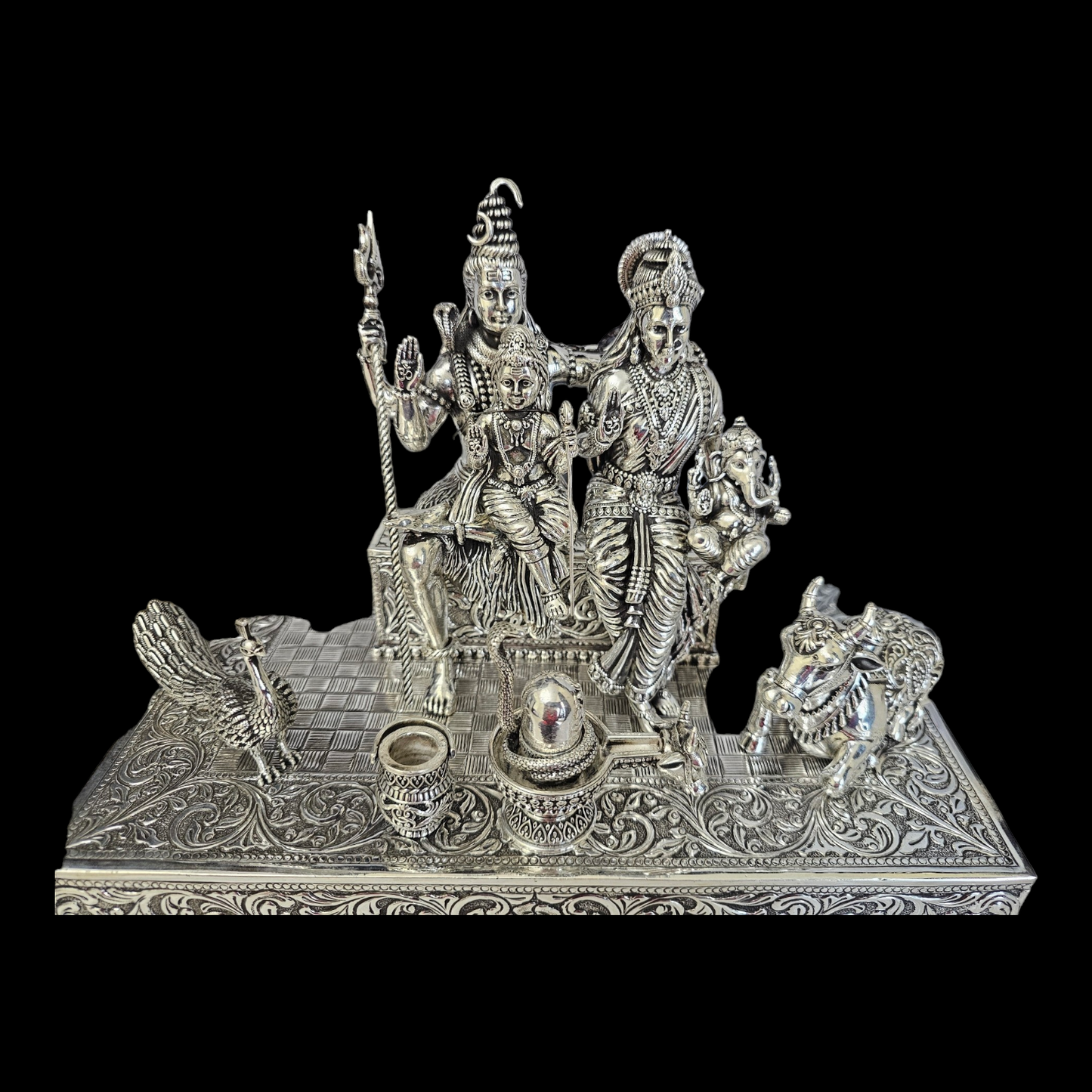 925 silver beautifully crafted shiv parivar solid Idol