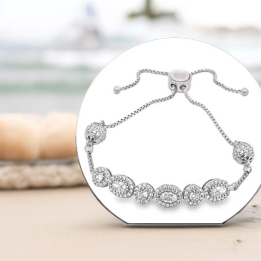 925 silver zircon stone slider Bracelet