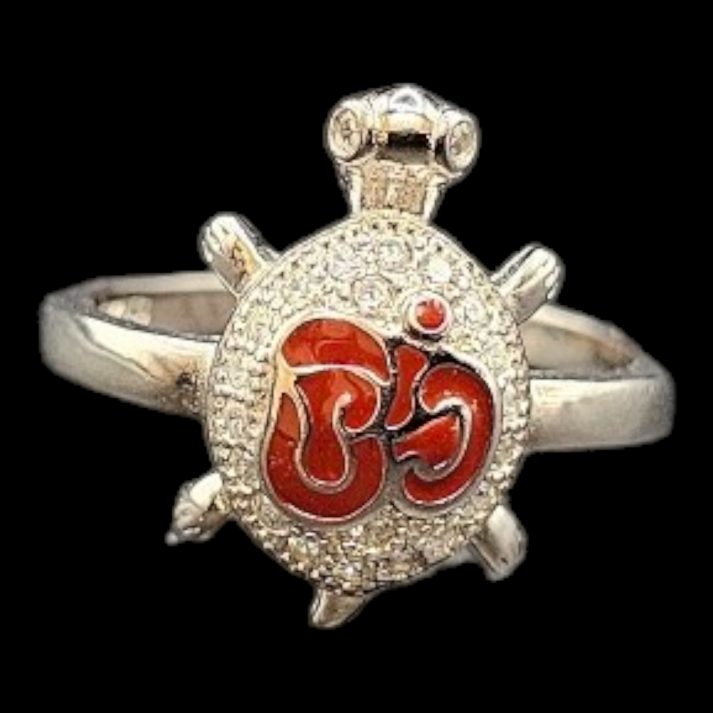 924 silver turtle ring with OM