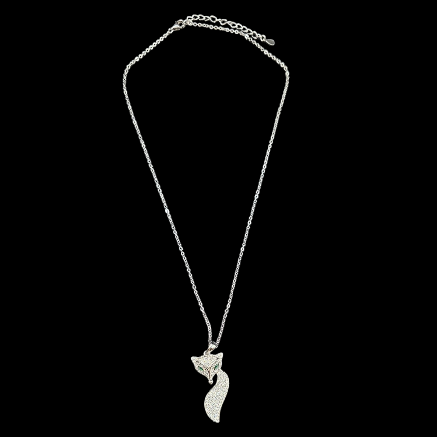 925 silver fox face pendant with zircon stone