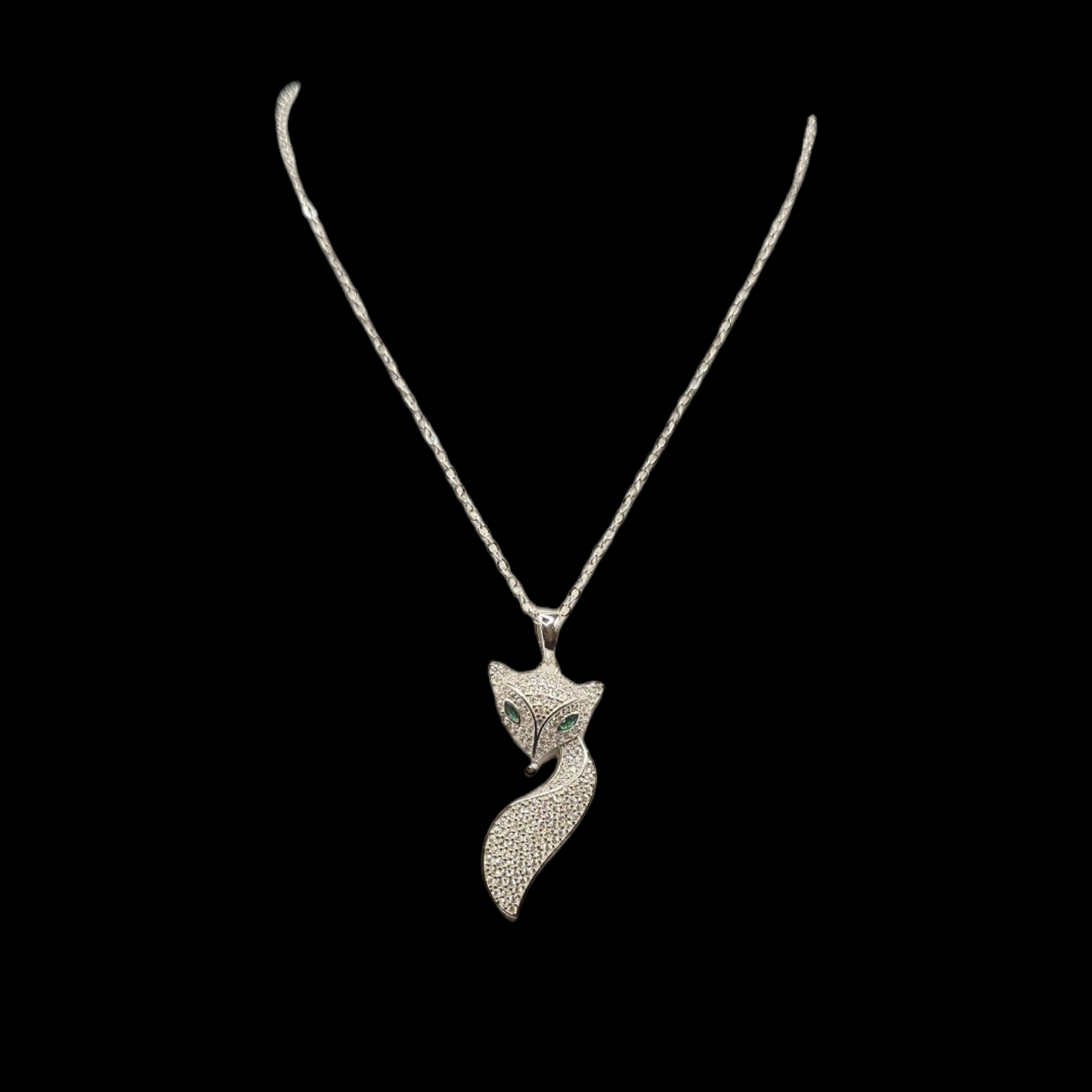 925 silver fox face pendant with zircon stone