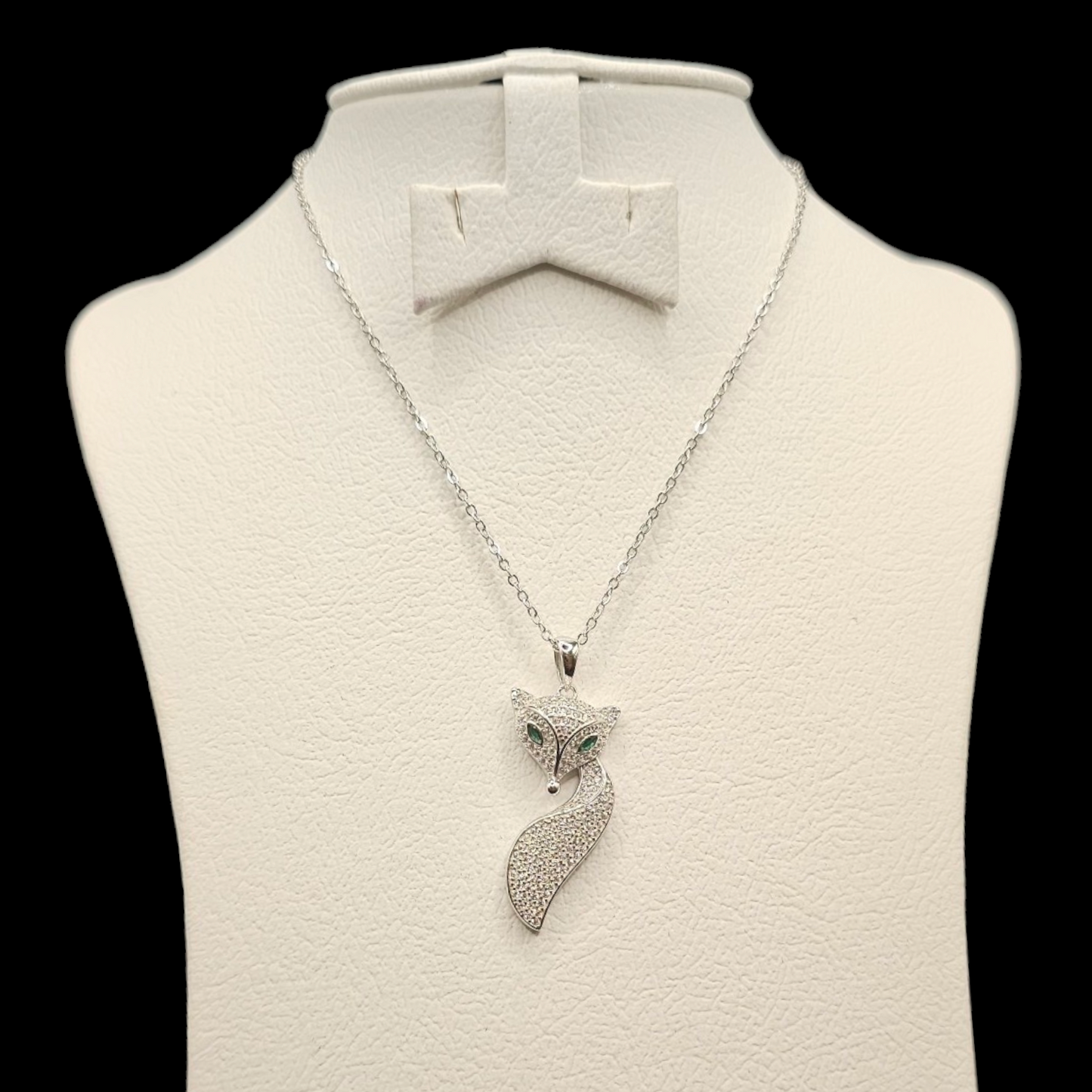 925 silver fox face pendant with zircon stone