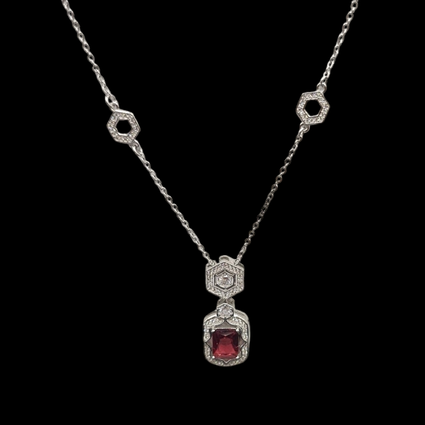 925 silver pink stone pendant Necklace.