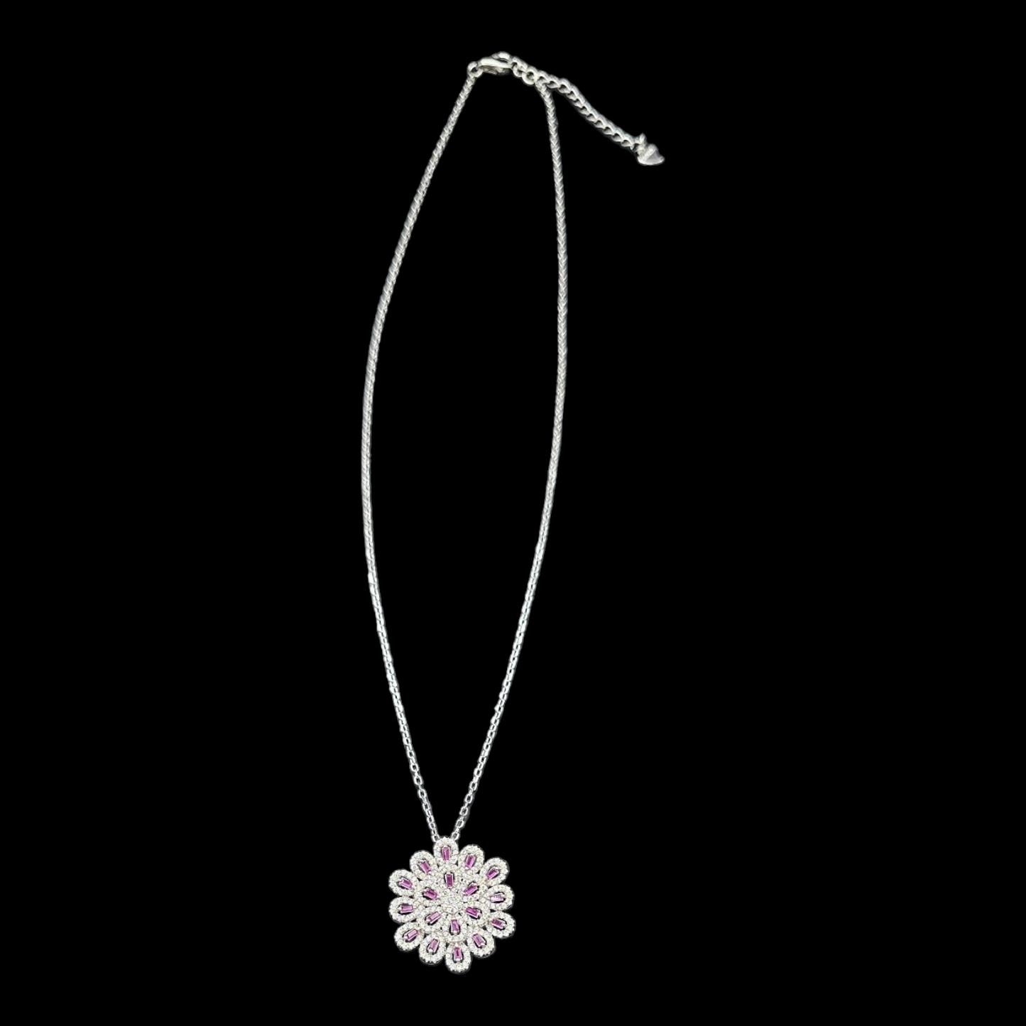 925 silver flower shaped necklace set.