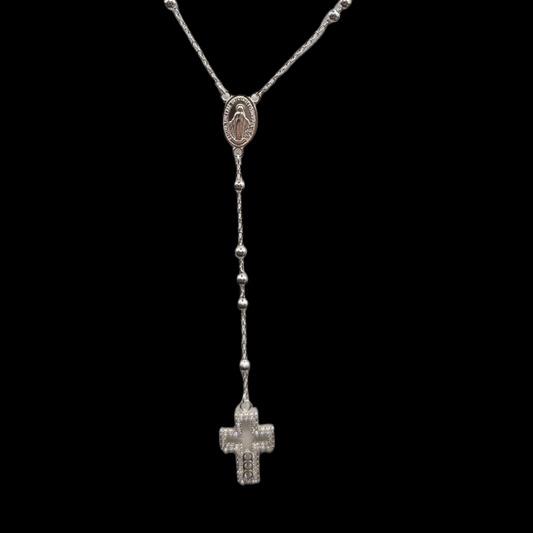 925 silver long cross pendant Necklace.