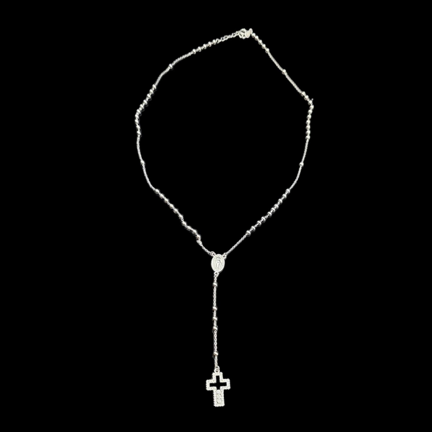 925 silver long cross pendant Necklace.