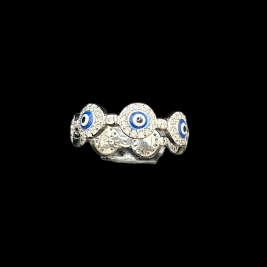 925 Silver Evil Eye Round Ring