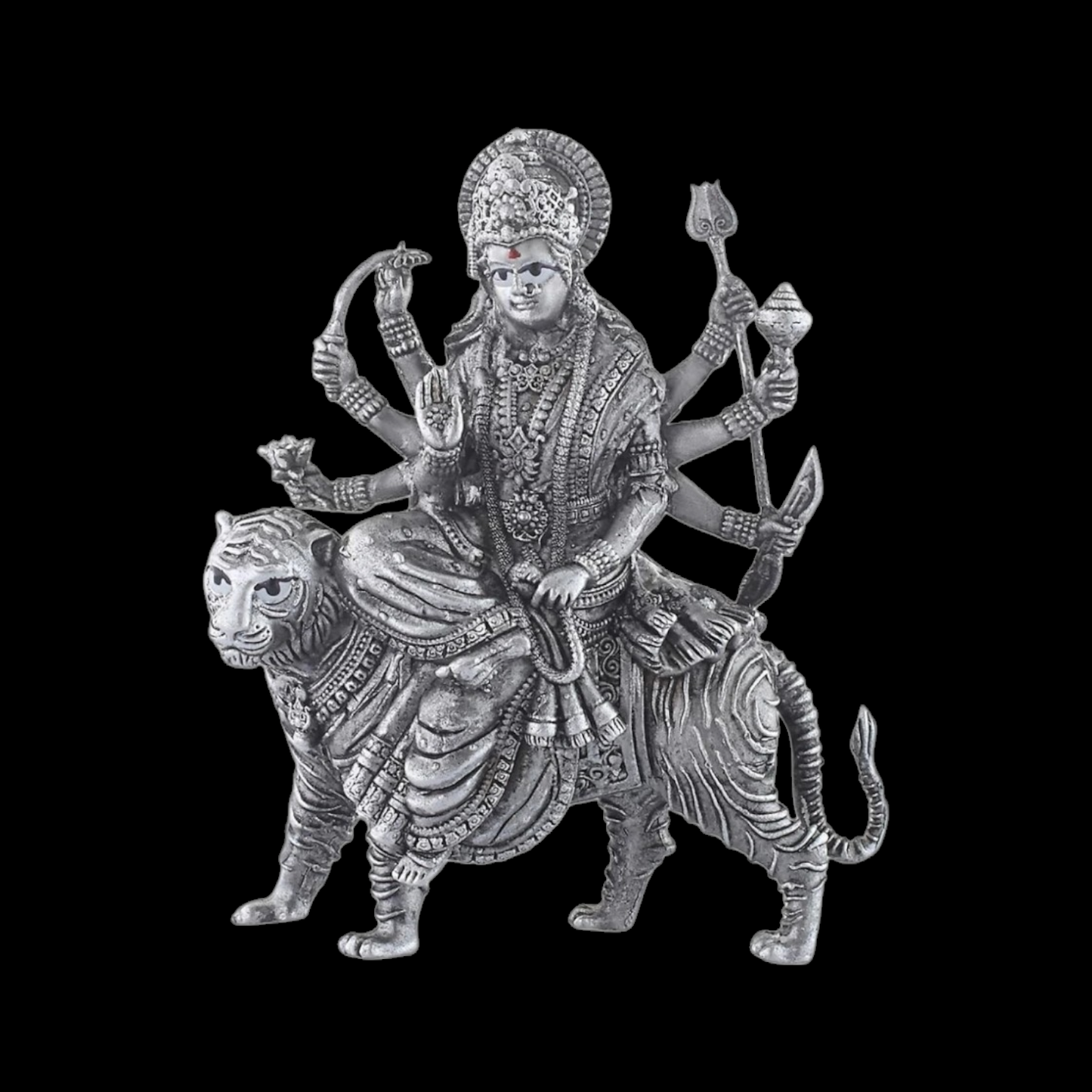 925 Silver Goddess Maa Durga Statue On Tiger