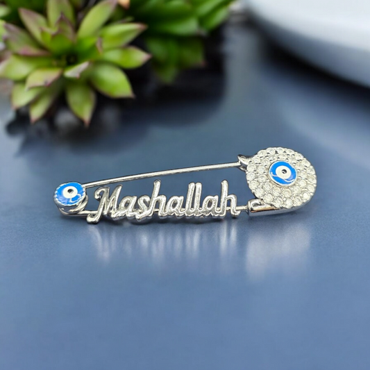 925 sterling Silver Mashallah Turkish evil eye brooch islam muslim Baby Pin