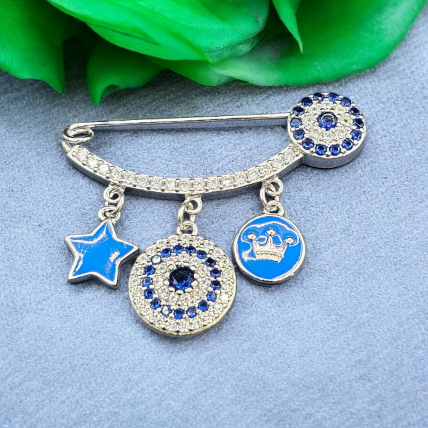 925 sterling Silver Turkish evil eye brooch Baby Pin