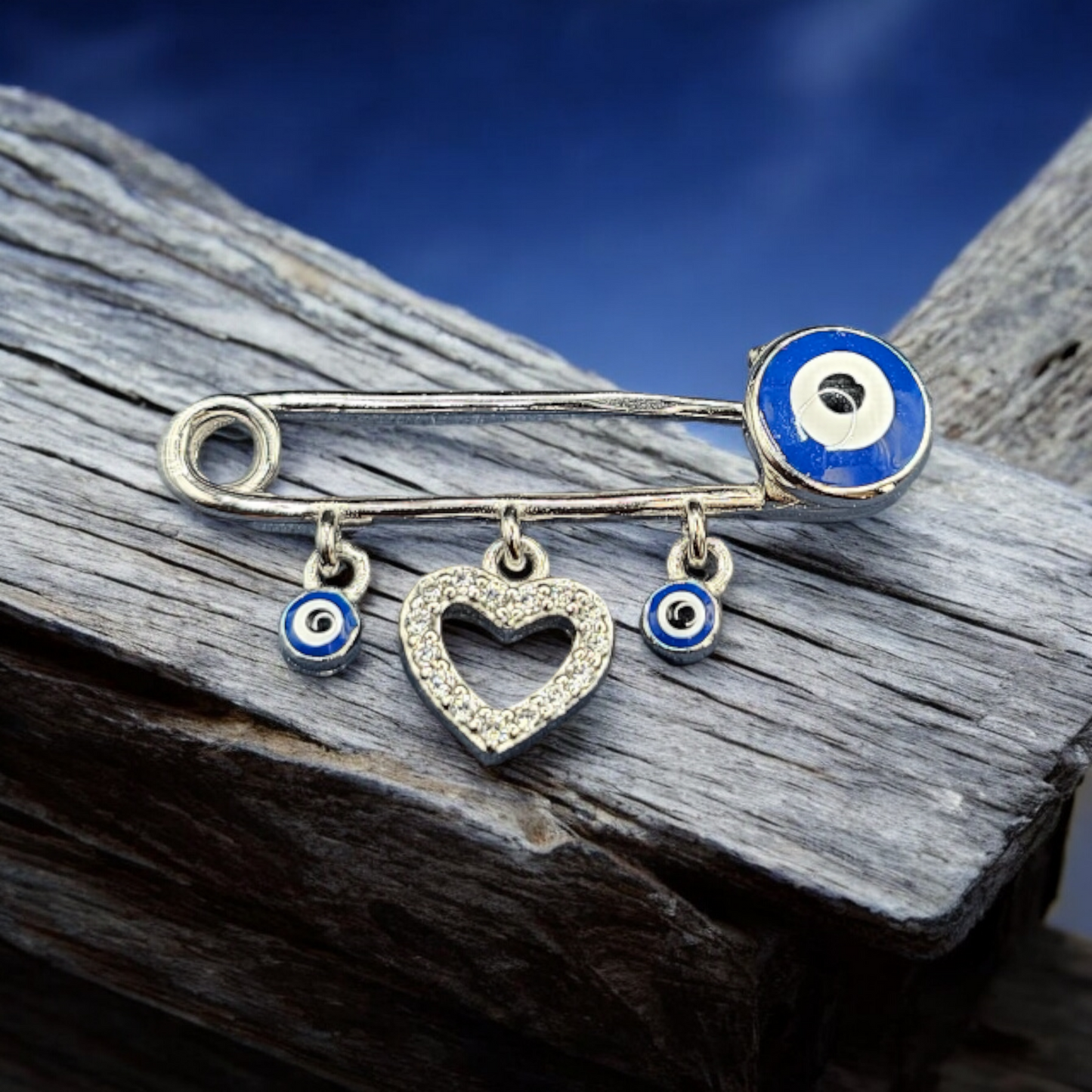 925 sterling Silver Turkish evil eye brooch  Baby Pin