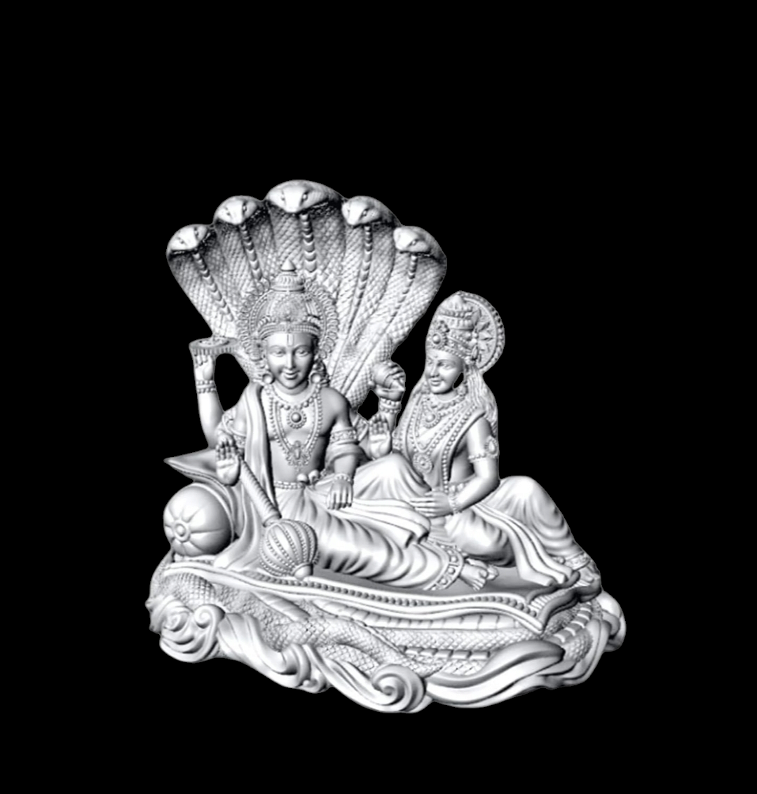 92.5 Silver Laxmi Narayan with Sheshnag Murti - FINE Silver Idol