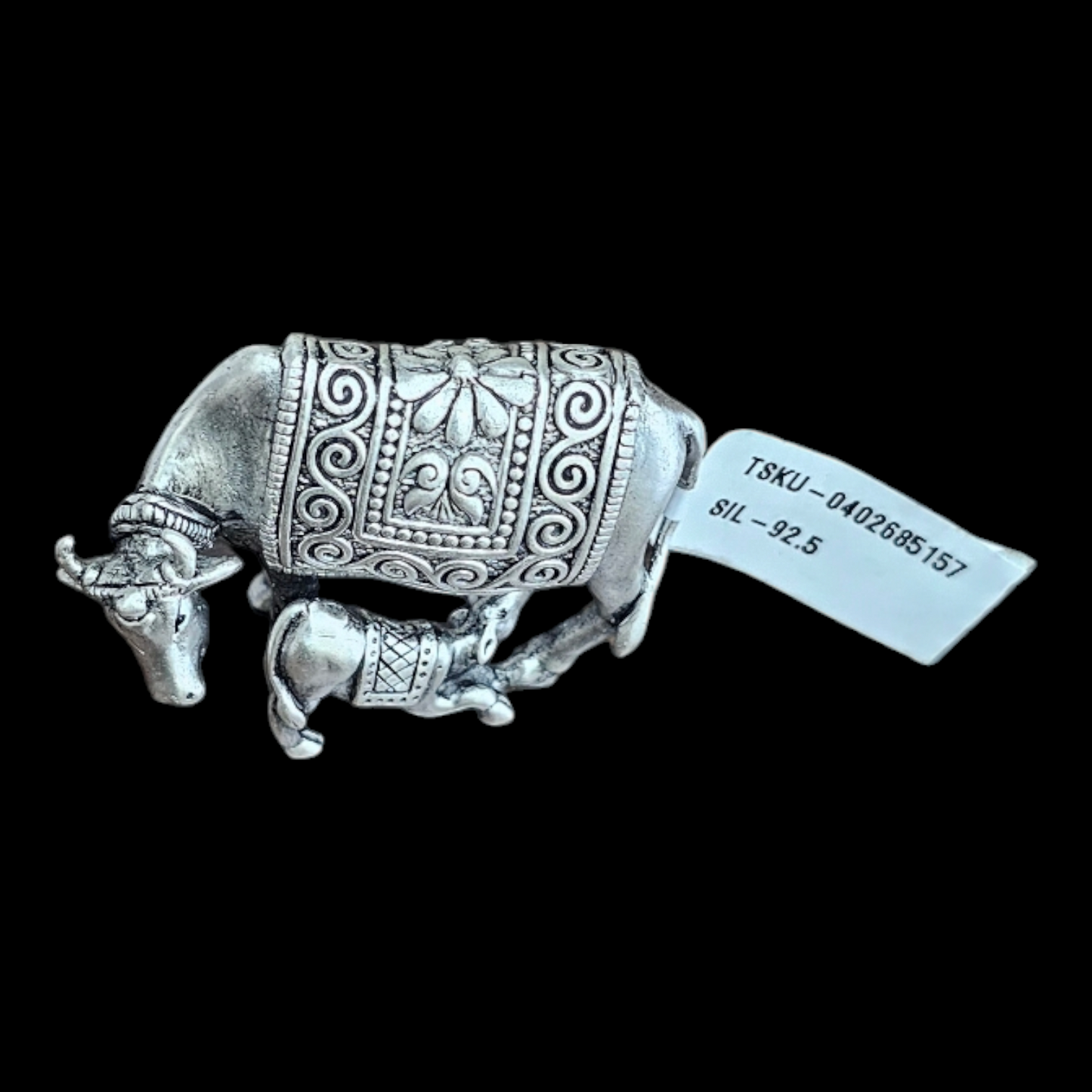 925 silver kamdhenu cow and calf  idol