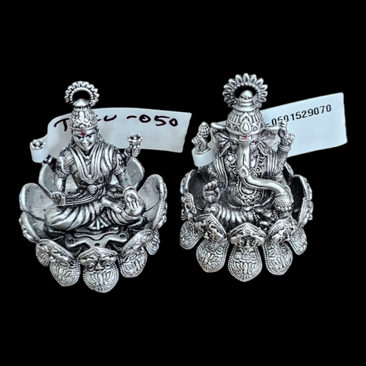 925 silver Lord ganesha and goddess Lakshmiji idols