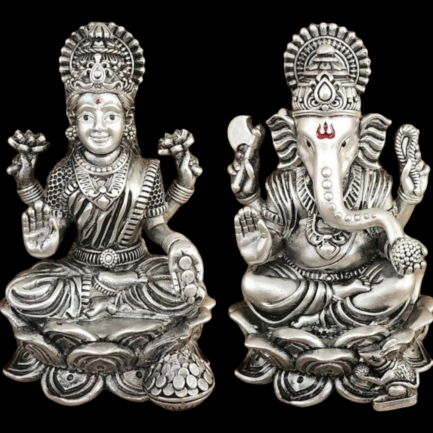 925 silver Lord ganesha and goddess Lakshmiji idols