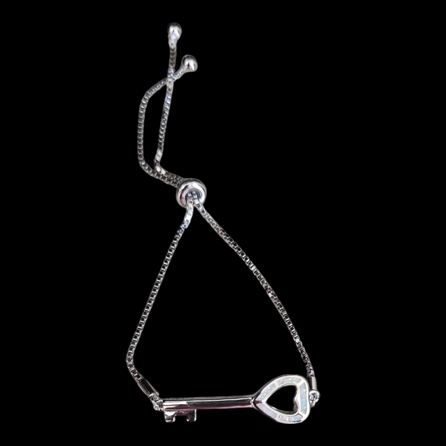 925 silver key shaped adjustable bracelet with mother pearl