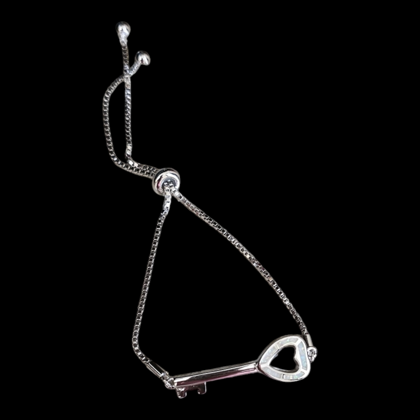 925 silver key shaped adjustable bracelet with mother pearl