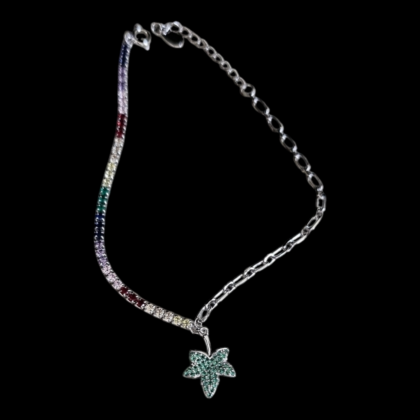 925 silver flower charm half half loose bracelet