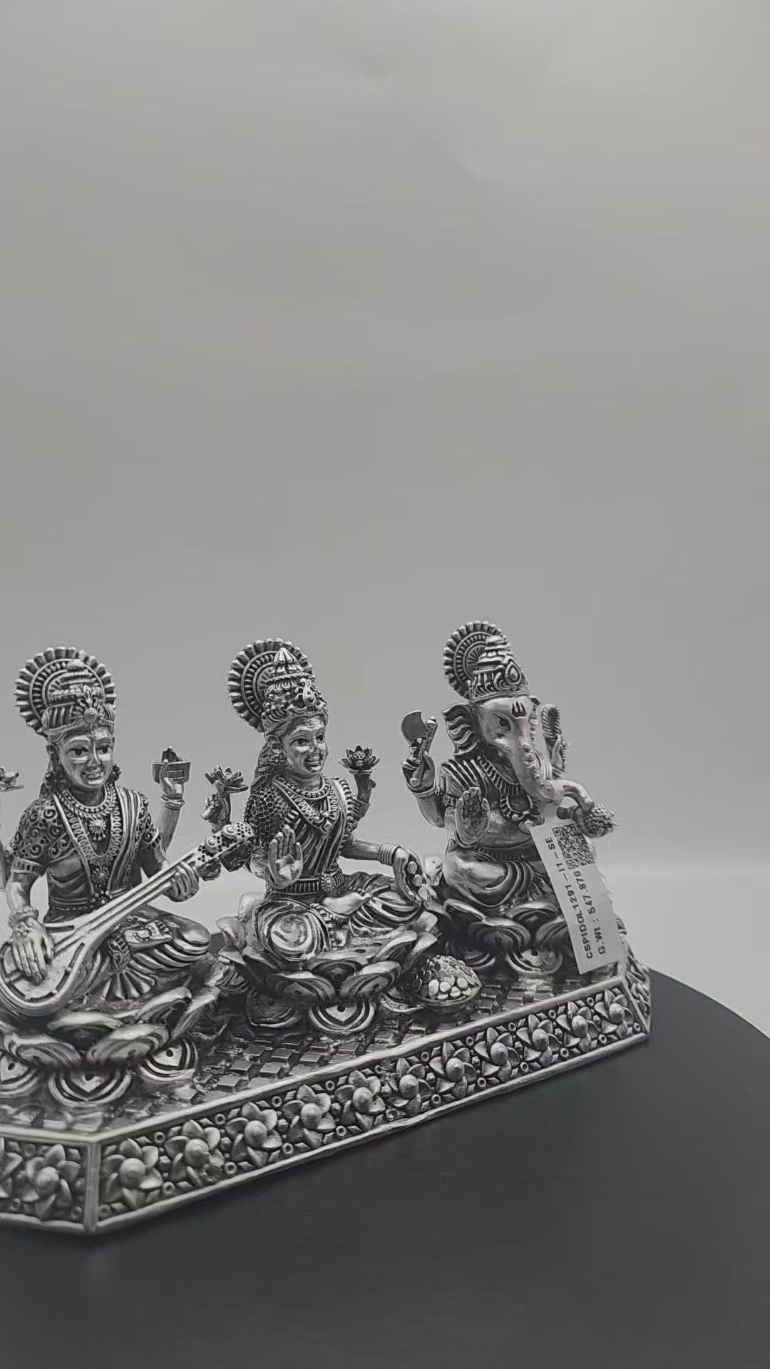 925 Silver Solid Laxmi Ganesha Saraswati Idol