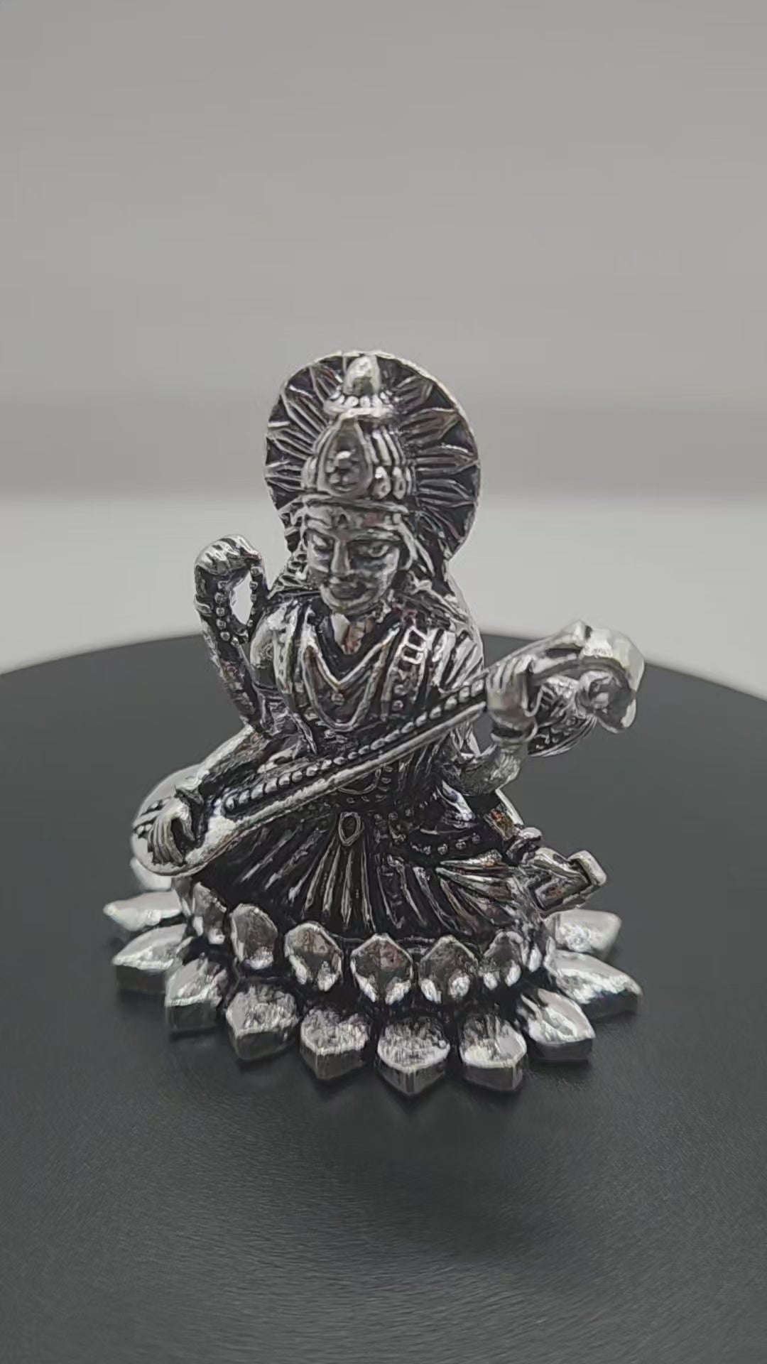 Silver Goddess Saraswati Idol