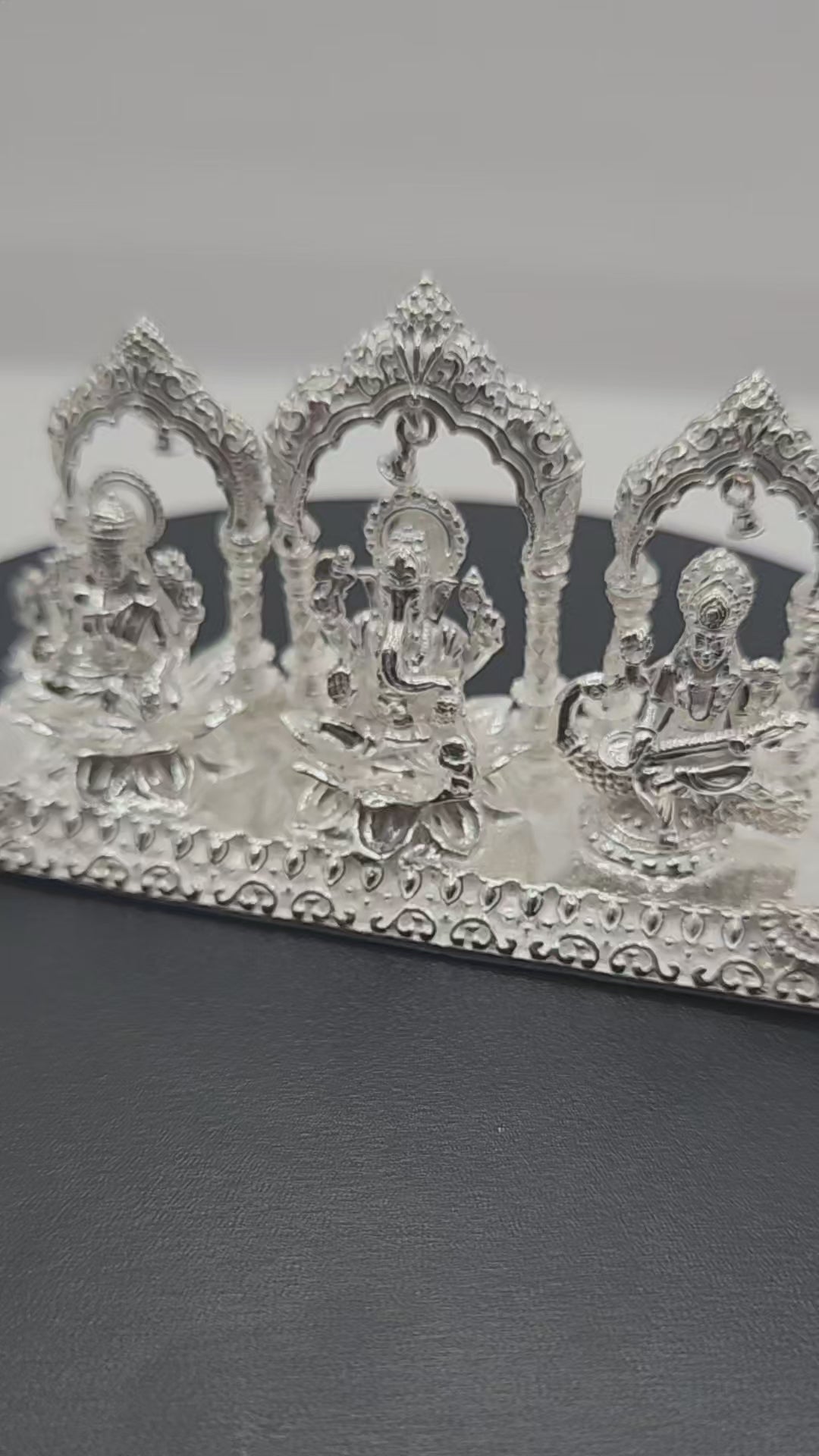 925 Silver laxmi ganesha Saraswati Solid Idol.