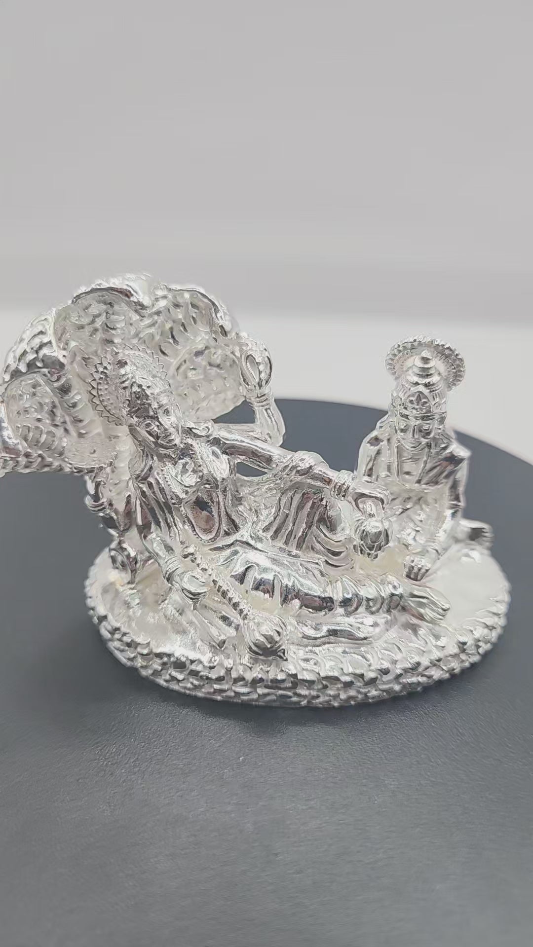925 Silver Vishnu  Laxmi on Sheshnag Solid  Idol.