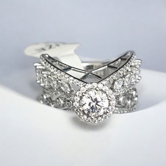 925 sterling silver big stone tower ring ,perfect for gifting or engagement ring or wedding ring.