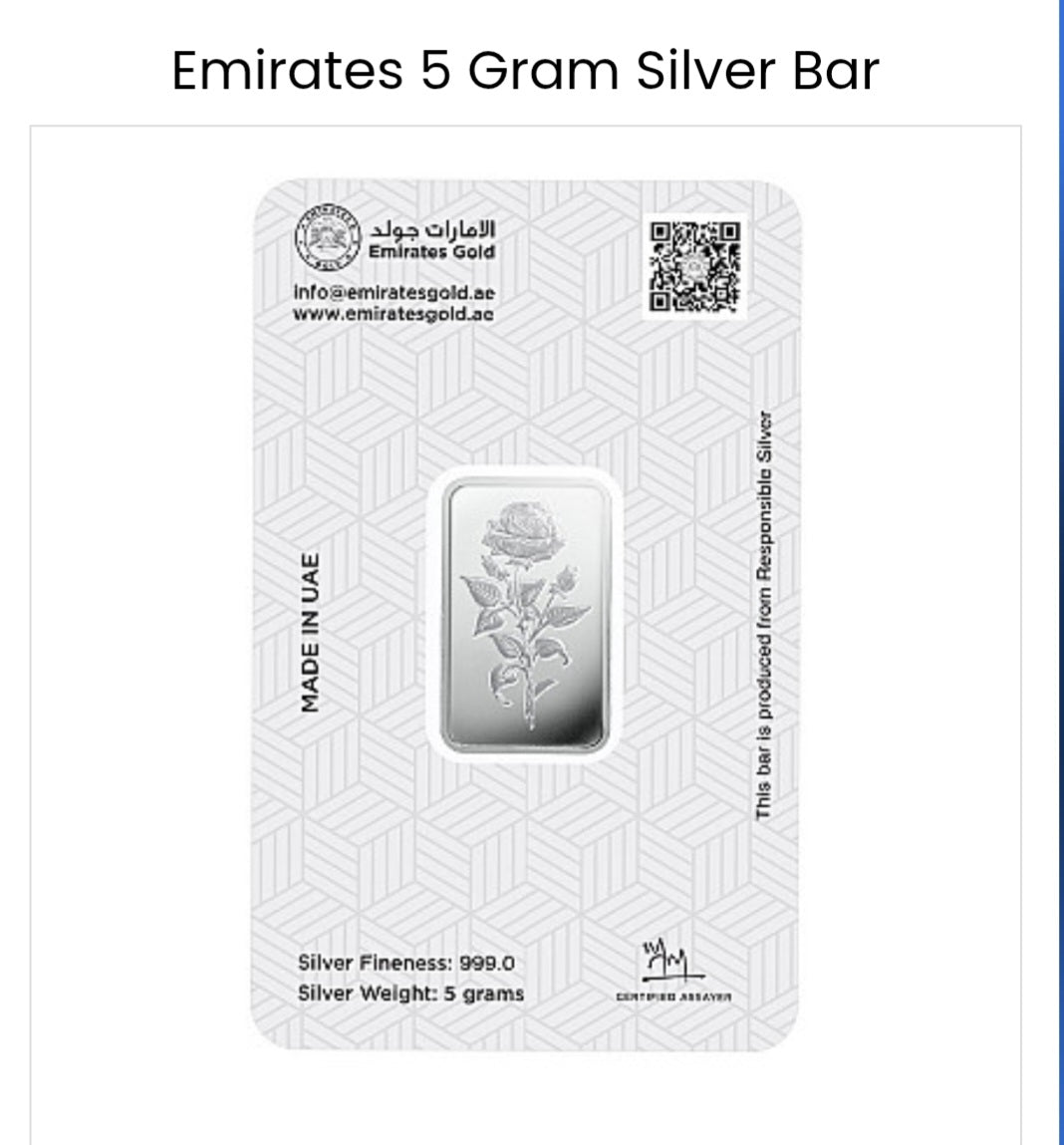 Emirates 5 gms silver Bar
