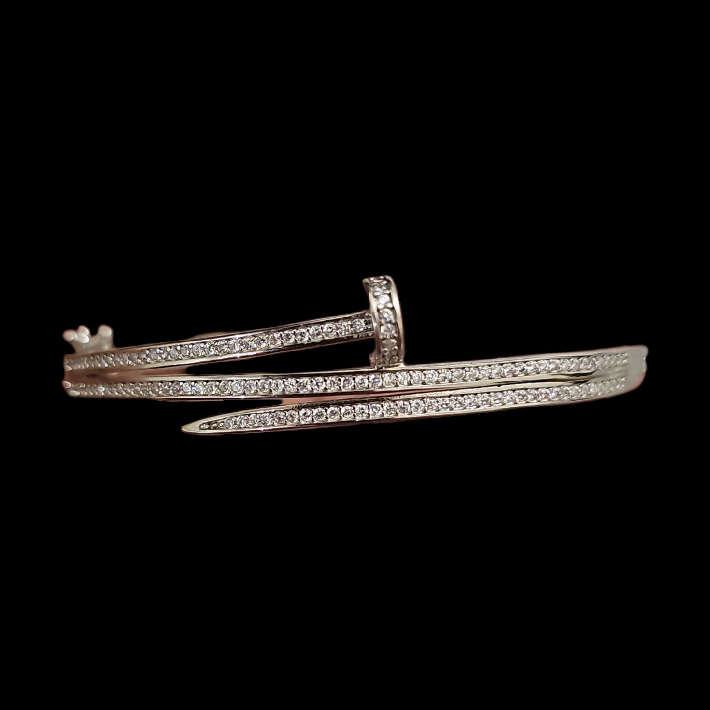 925 silver nail design overlapping bracelet