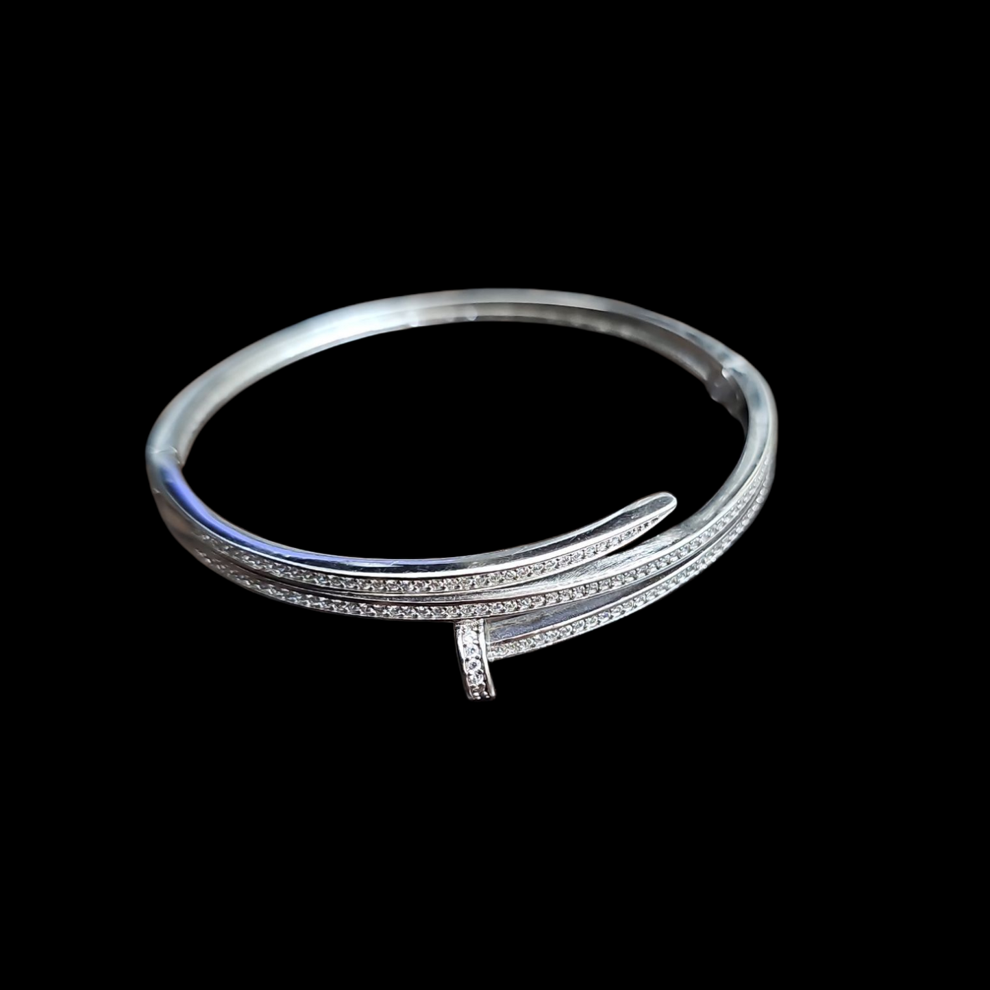 925 silver nail design overlapping bracelet