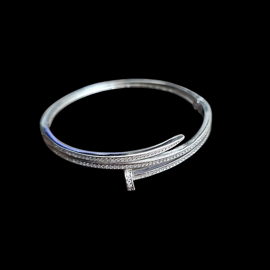 925 silver nail design overlapping bracelet