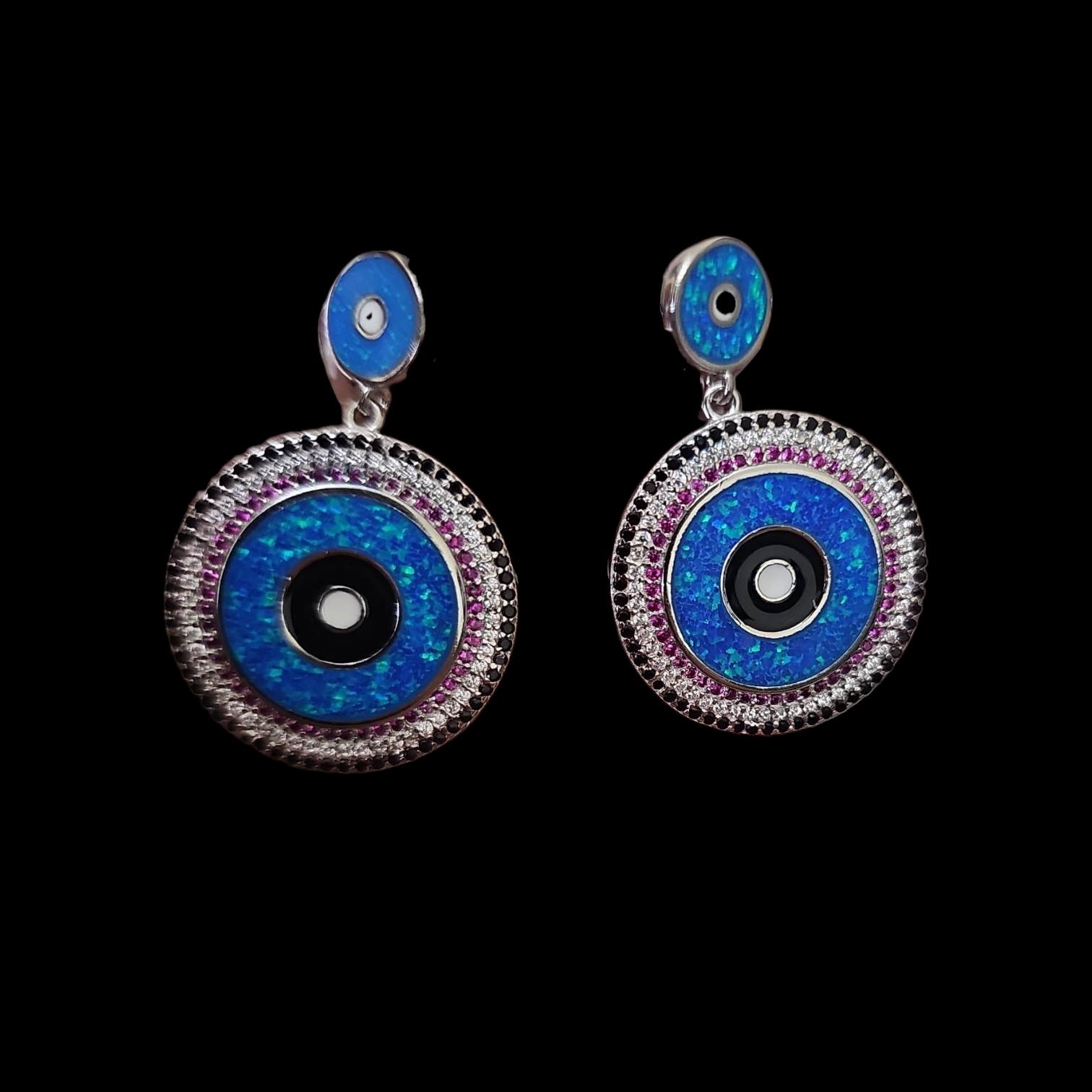 915 silver sparkling round earrings