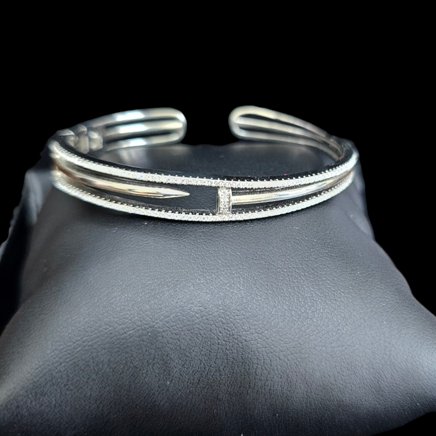 925 sterling silver nail design bracelet with ring