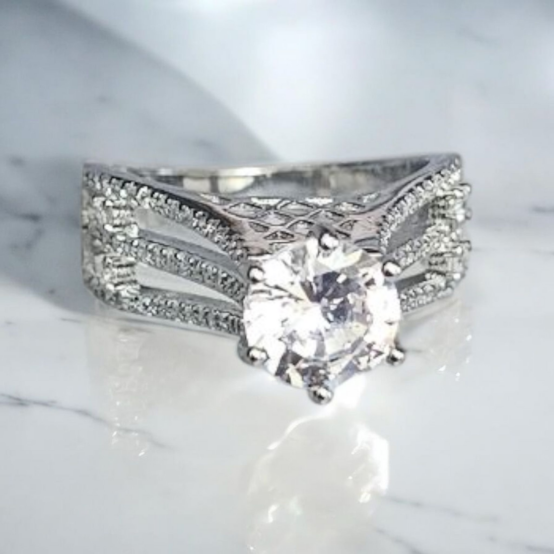 925 sterling silver big stone tower ring , engagement ring , wedding ring.