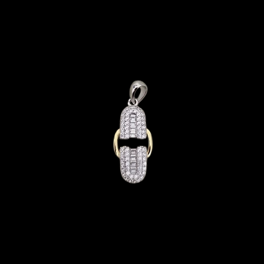 925 silver two-tone pendant  earrings and ring with zircon stone set