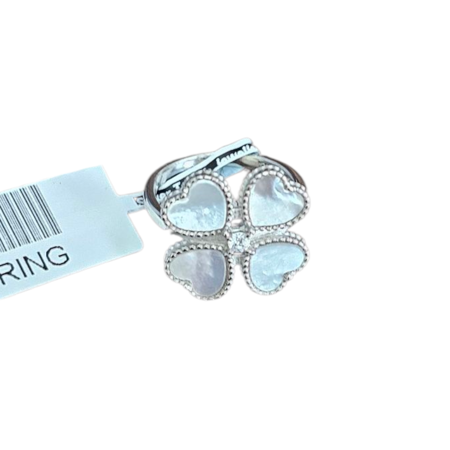 92.5 silver Four clover design ring in mother pearl.