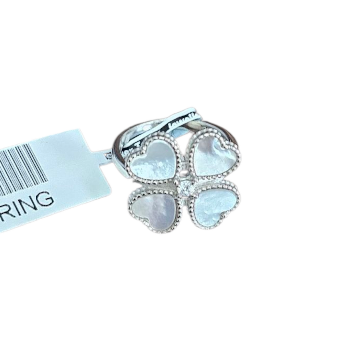 92.5 silver Four clover design ring in mother pearl.