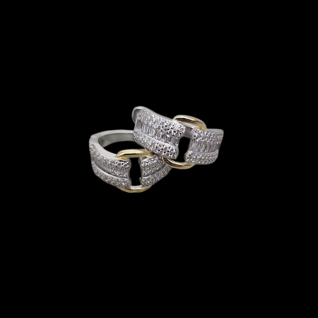 925 silver two-tone pendant  earrings and ring with zircon stone set