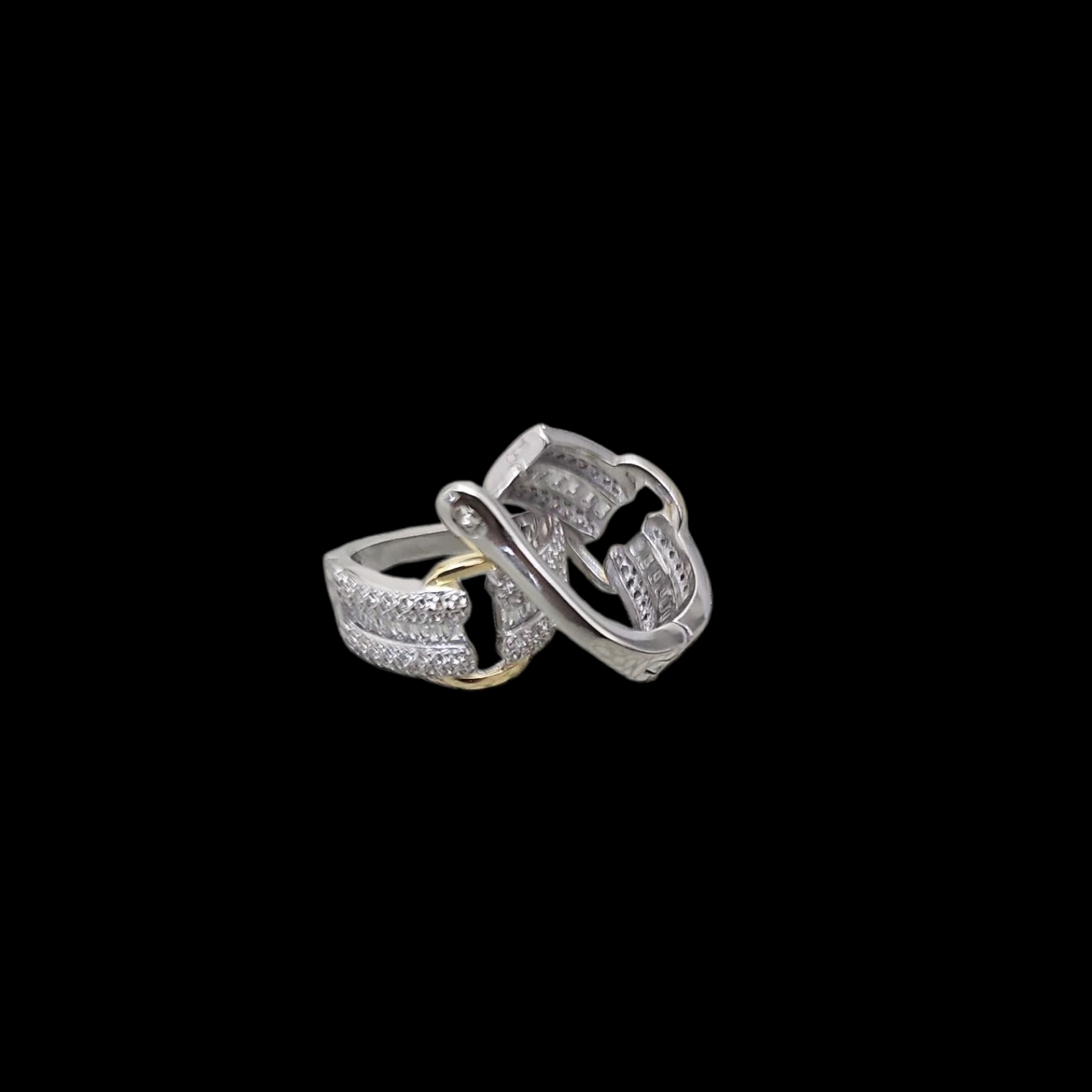 925 silver two-tone pendant  earrings and ring with zircon stone set