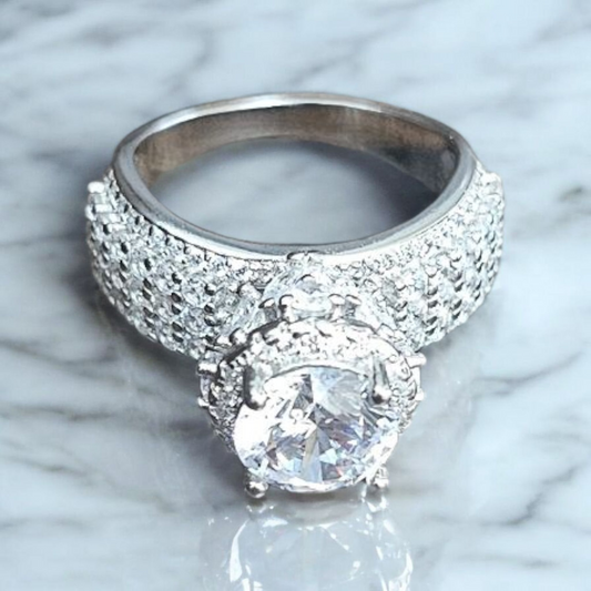 925 sterling silver big stone  tower ring ,perfect for gifting or engagement ring or wedding ring.