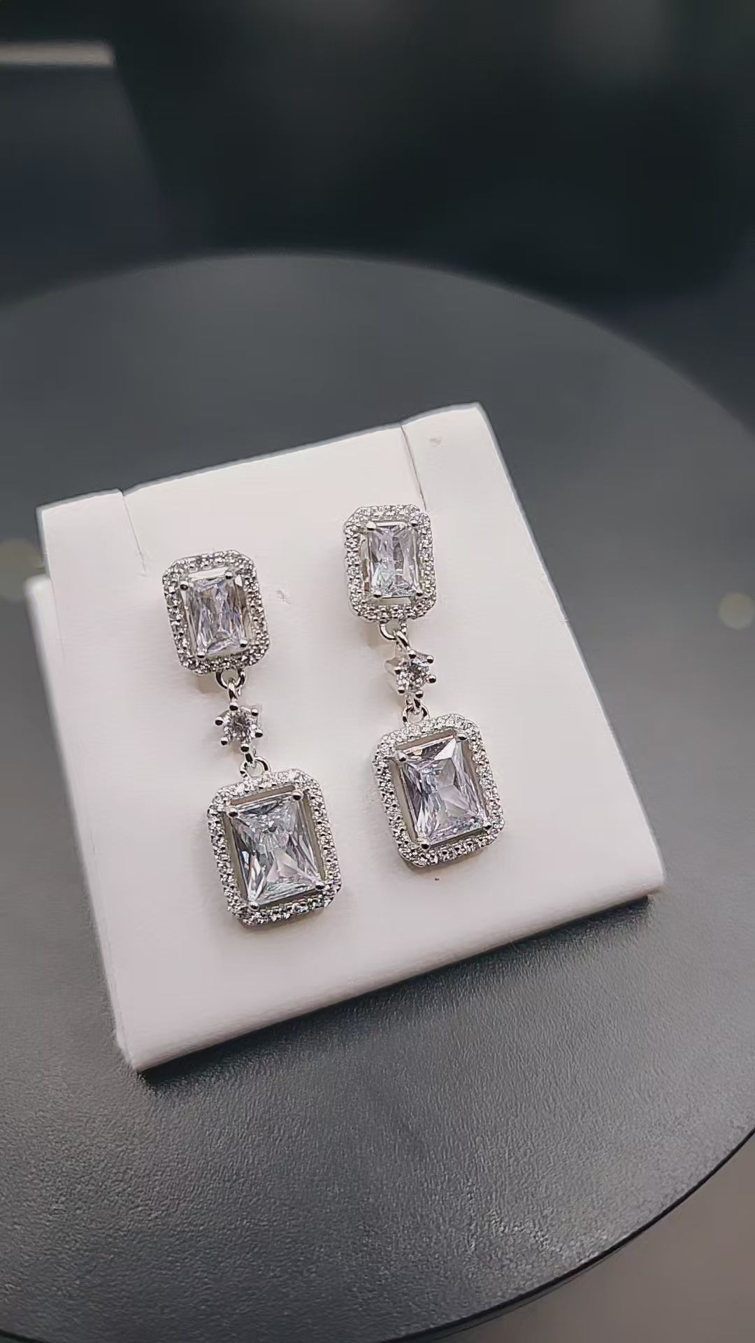 Emerald Cut Zircon Stone Earrings.