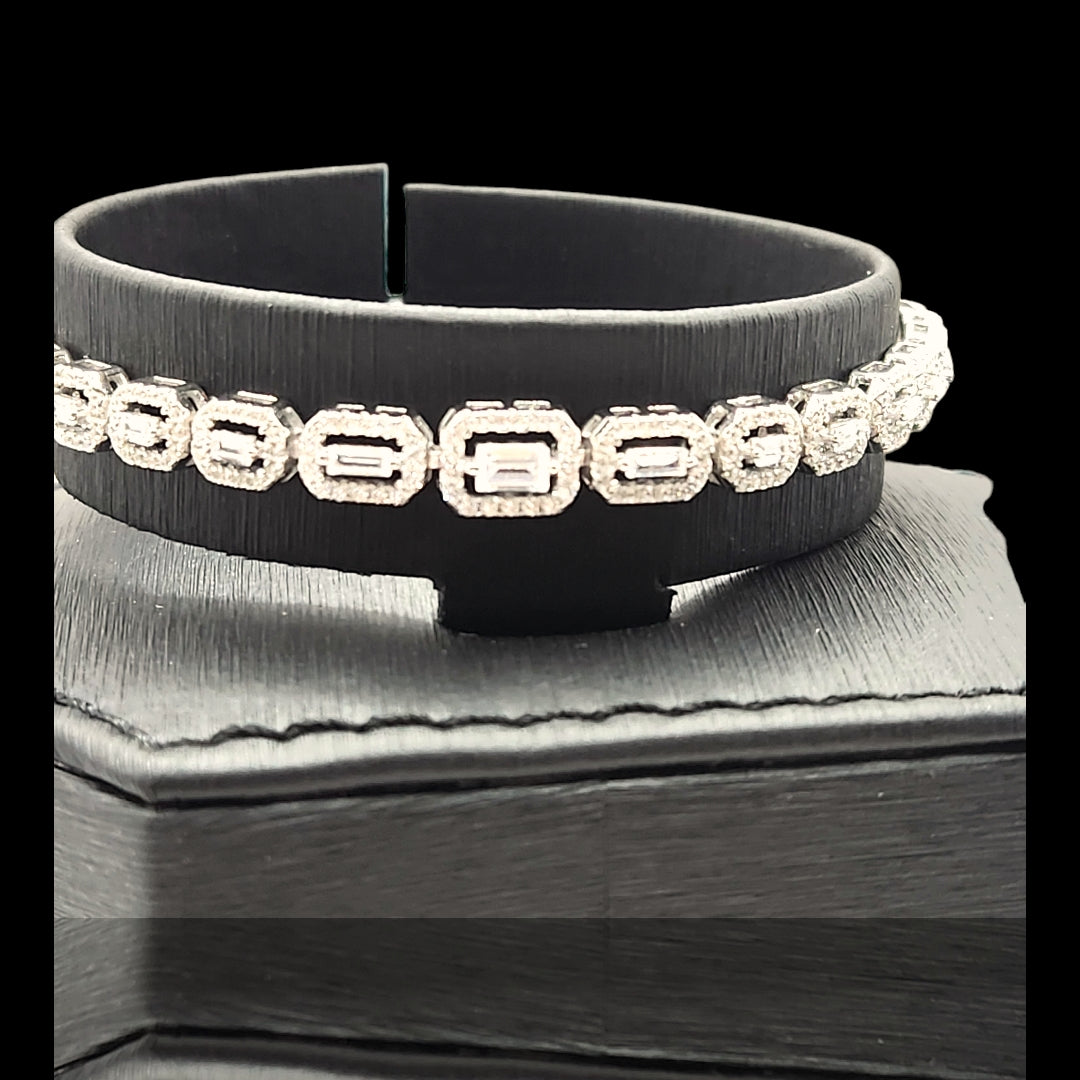 925 Silver Octagon cut slider  Bracelet