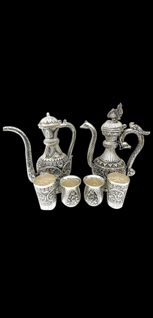 Antique Silver Jug and Glass set