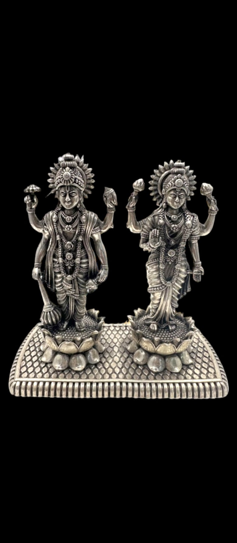 Antique Silver Vishnu laxmi Idol