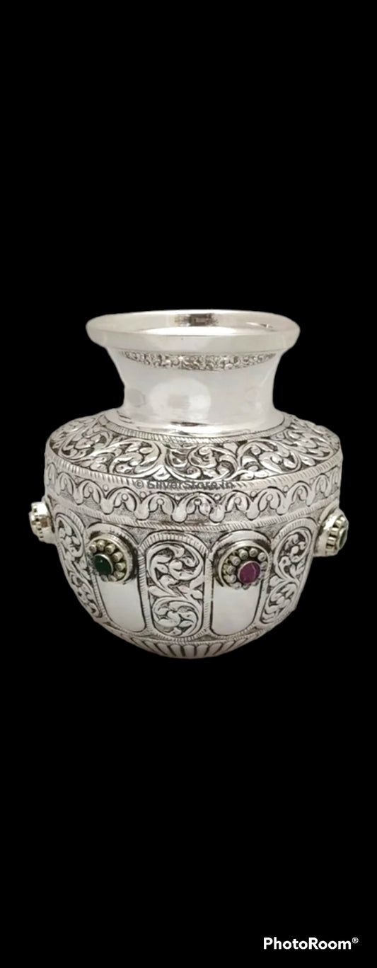 Antique Silver Kalash with stone work.