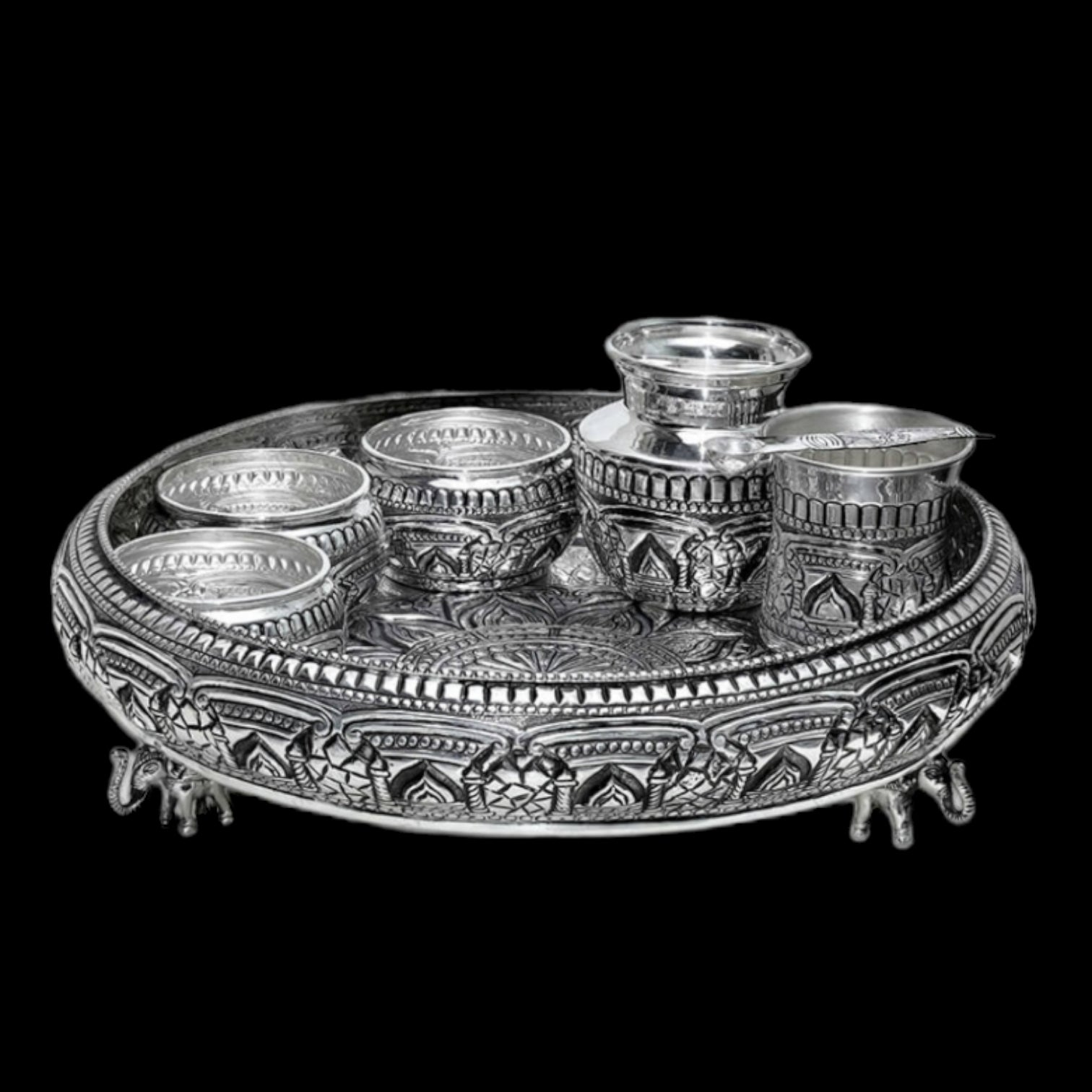 Antique Silver Pooja Thali Set – Silver Touch