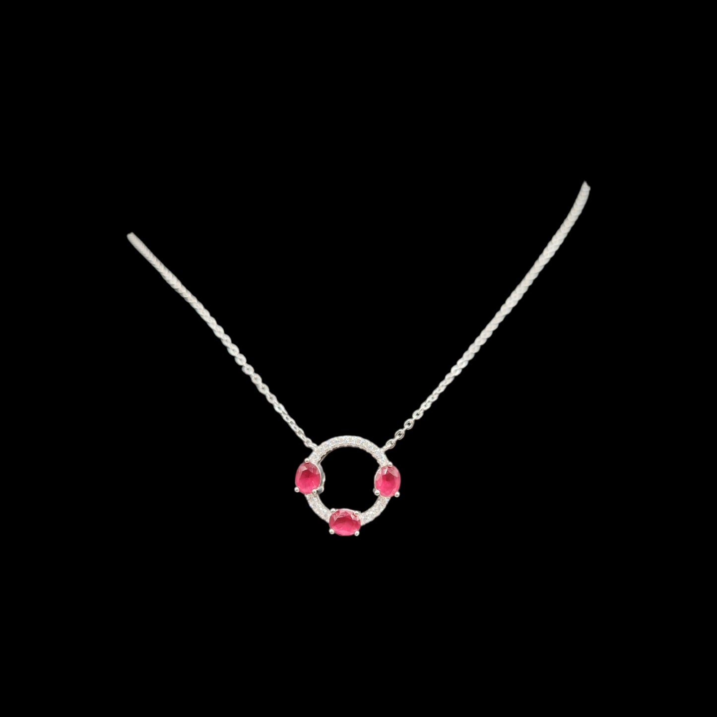 Sterling Silver Pink Color Necklace.