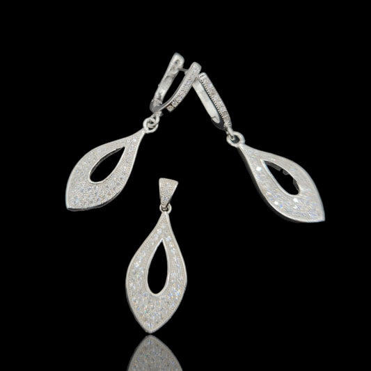 Sterling Silver AD Pendant Earrings Set