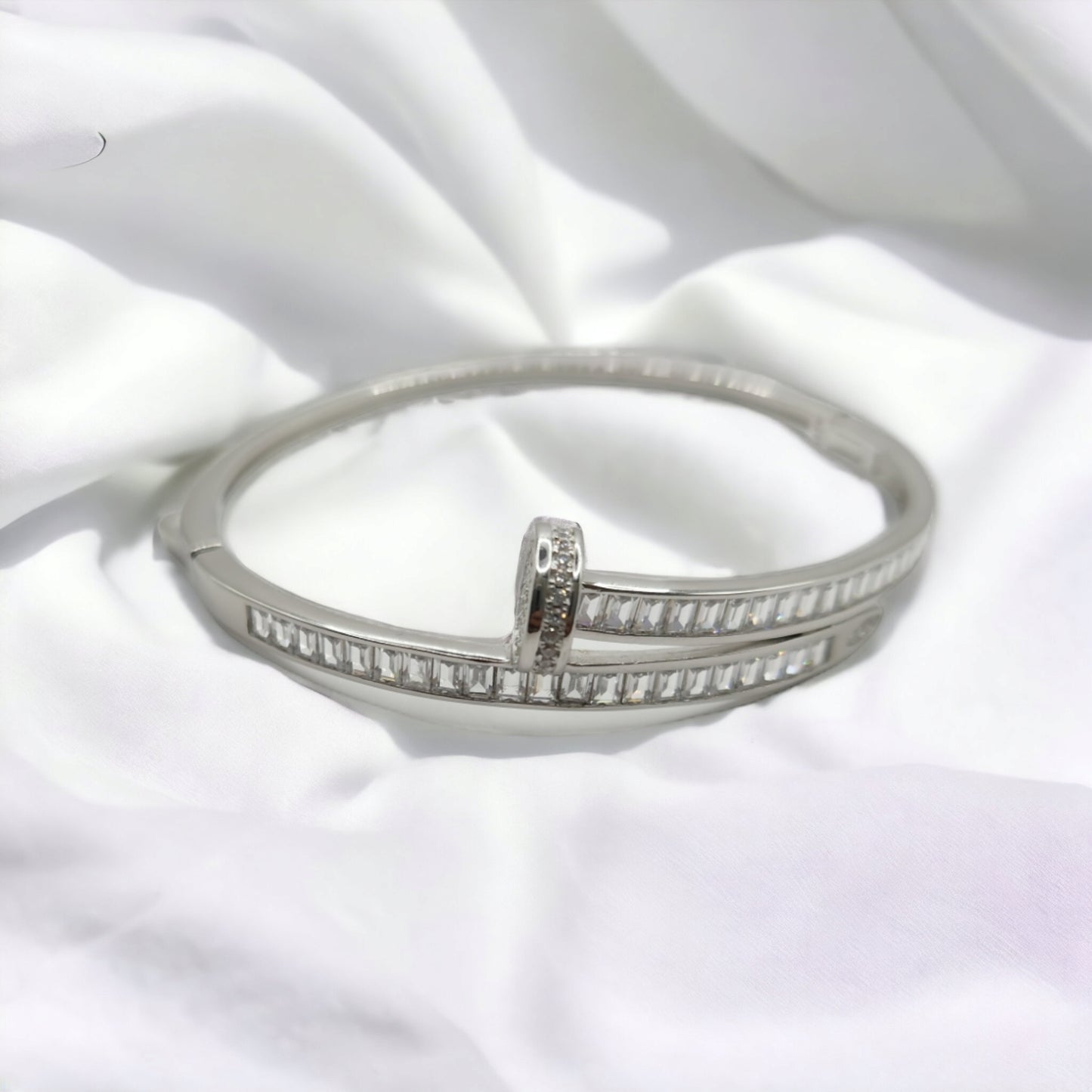 925 Silver Overlap bangle Bracelet